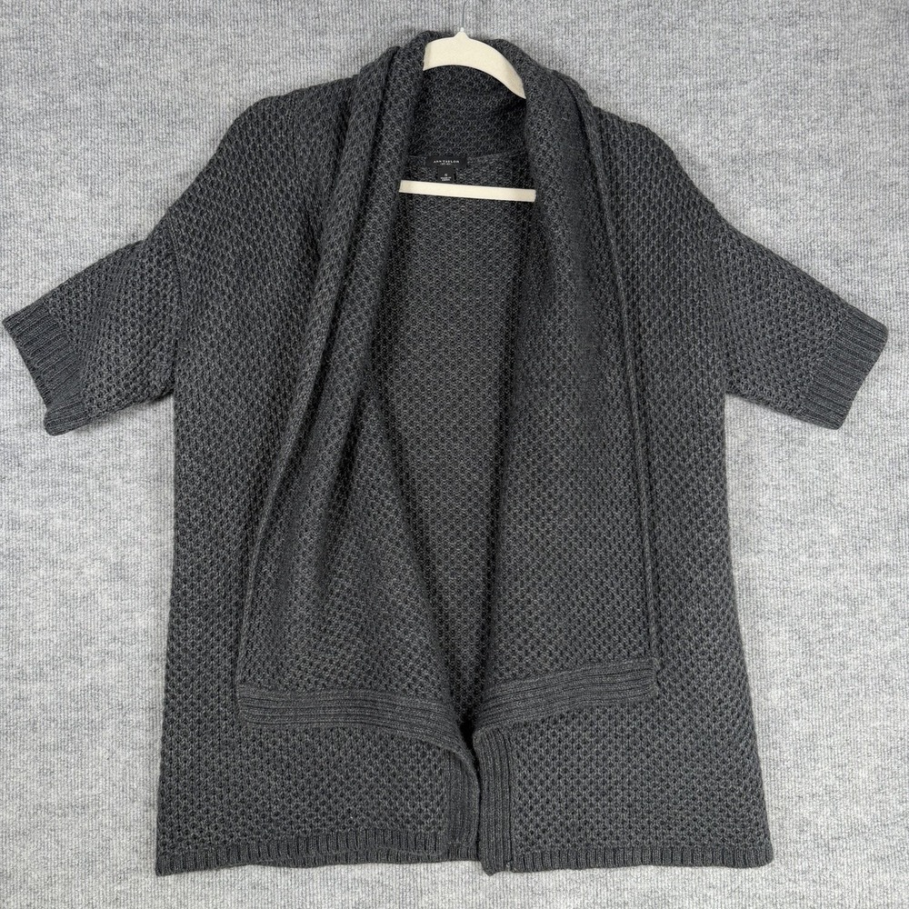Ann Taylor Size-S Women Open Cradigan Wool Blend‎ Dark Grey